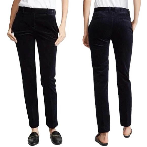 Theory Slim-Fit Modern Corduroy Trousers Mid Rise Pant Deep Navy Size 0 - Picture 1 of 12